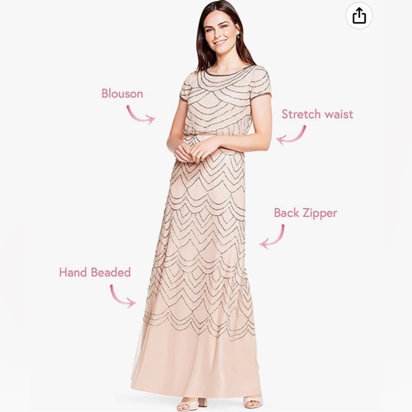 Adrianna Papell Beaded Gown Dress - Picture 3 of 5